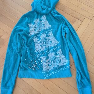 Y2K Juicy Couture Turquoise Velour Jacket Size S